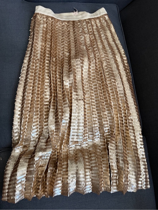 Anthropologie Dresses & Skirts - Anthropologie Maeve Gold Sequin Pleated Midi Skirt